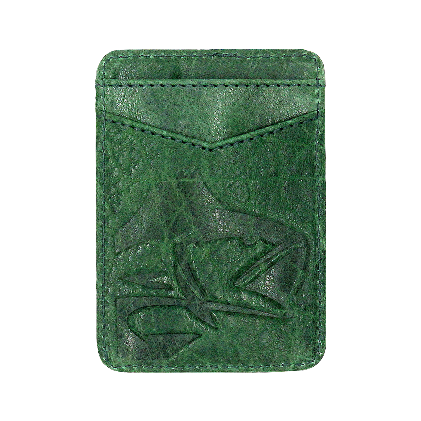 The Pursuit Front Pocket Bass Money Clip is a great minimalist wallet with premier full grain leather, bold & stylish hand-dyed color along with a debossed bass logo with a magnetic clip. Perfect for your fisher! 2 Card Slots Strong Magnetic Closure | Holds 10+ Bills Sleek, Modern Design Dimensions: 4"L x 2.8"H RFID Protection Color: Moss