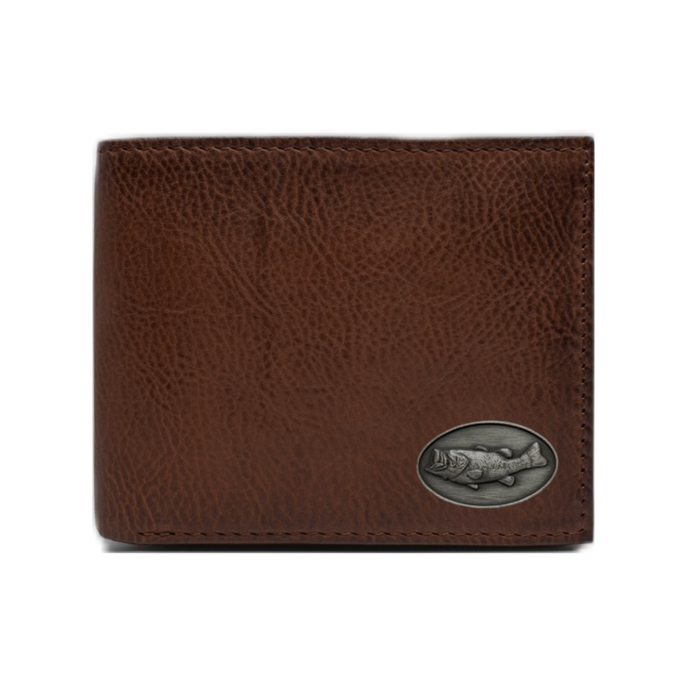 Elegance at its best, our Wildlife Bifold Bass Wallet provides a hand-burnished finish, rich full grain leather, and our signature bass concho. A classic piece to bring to the table, don't miss out! 8 Card Slots 3 Storage Pockets 2 ID Windows Leather Tipped Bill Compartment Dimensions: 4.5"L x 3.5"H RFID Protection Color: Caramel