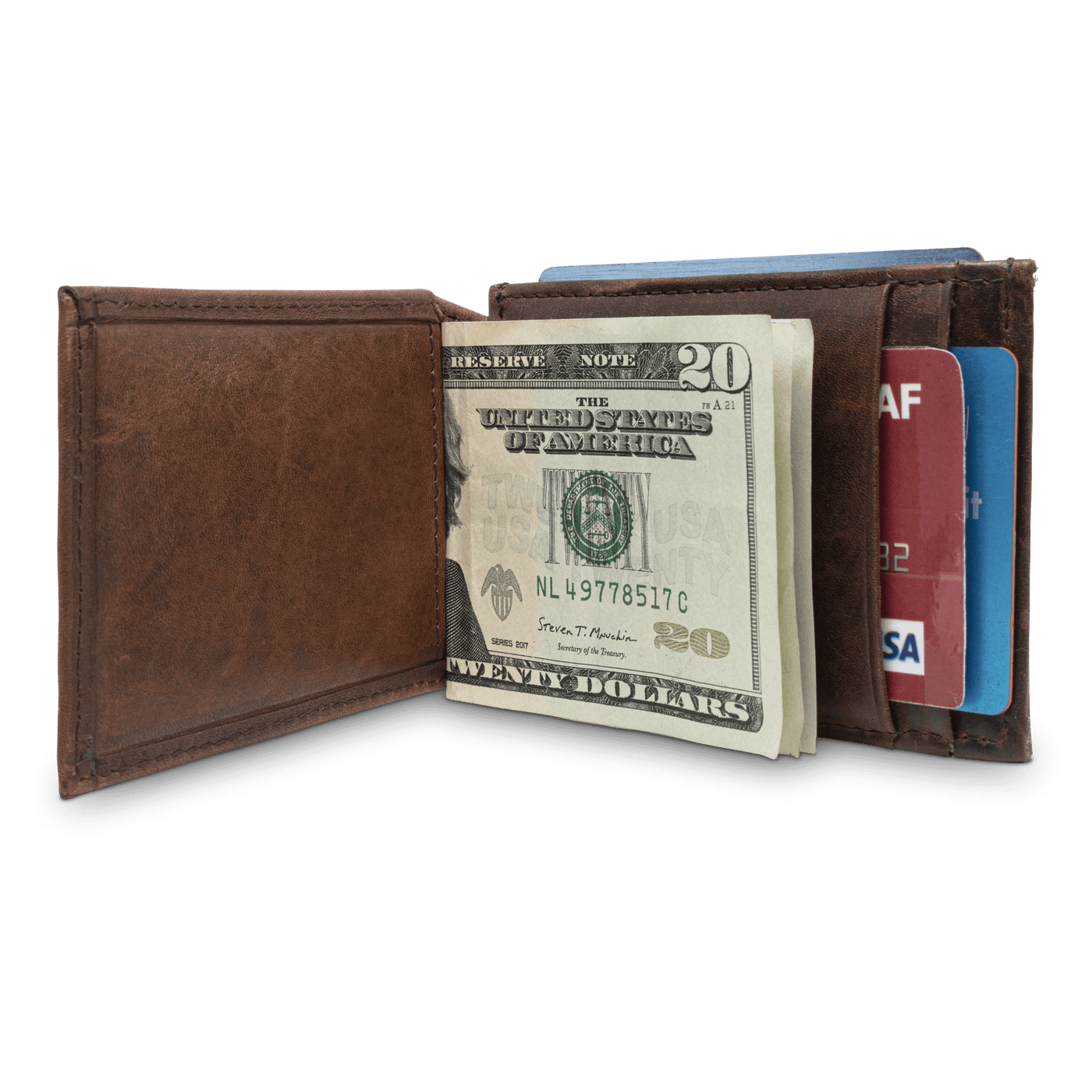This Dynasty Front Pocket Shotshell Wallet with magnetic clip is created from a premier full grain leather along with a hand-oiled finish and shotshell concho, making it a perfect piece for any outdoor enthusiast. Ensure to get yours today! 4 Card Slots Center Bill Compartment ID Window 2 Exterior Easy Access Pockets Strong Magnetic Money Clip Slim Minimalist Design Weber’s Signature Shotshell Concho Magnetic Clip Holds: 10+ Bills Dimensions: 4"L x 2.75"H RFID Protection Color: Brown
