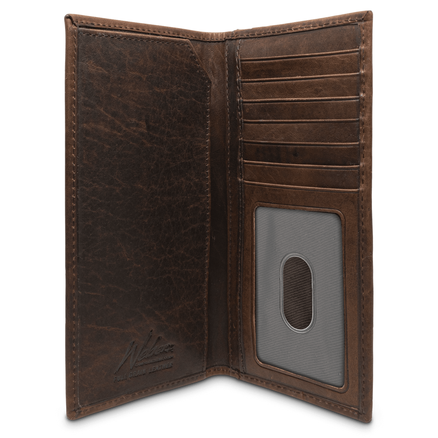 Every outdoor enthusiast needs a Dynasty Rodeo Shotshell Wallet, with premier full grain leather and a hand-oiled stylish finish. You won't be disappointed with this piece. 7 Card Slots ID Window 3 Bill/Receipt Pockets Exterior Easy Access Pocket Weber's Signature Shotshell Concho Dimensions: 3.67"L x 7.25"H RFID Protection Color: Brown