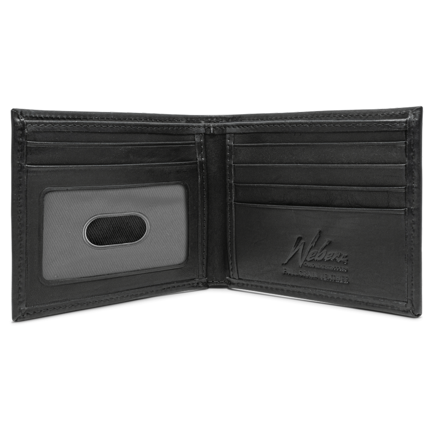 The perfect piece for the avid fisher, you will find the Dynasty Bifold Bass Wallet provides premier full grain leather, an embossed bass concho, and a hand-oiled finish that covers every person's needs in a wallet. Double-Sided Interior Clear View ID Holder 13 Storage Pockets Full-Length Dollar-Sized Pocket Sleek Thin Design To Fit Any Pocket Dimensions: 4.37"L x 3.37"L RFID Protection Color: Black