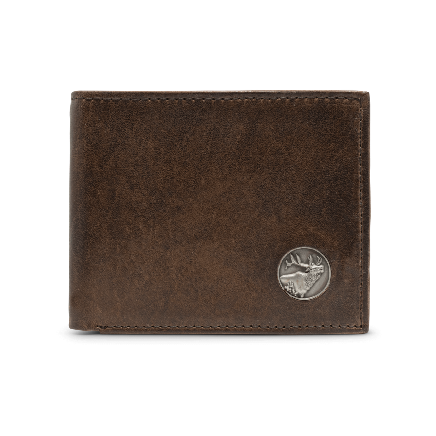 The Dynasty Bifold Elk Wallet, crafted with premier full grain leather and a hand-oiled stylish finish, makes this piece perfect for any devoted sportsman. 8 Card Slots 3 Storage Pockets 2 ID Windows Leather Tipped Bill Compartment Weber’s Signature Elk Concho Dimensions: 4.37"L x 3.37"H RFID Protection Color: Brown