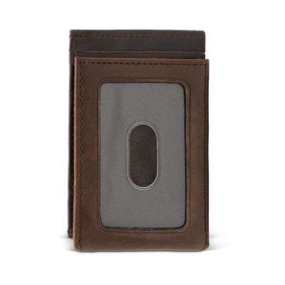 This Dynasty Front Pocket Shotshell Wallet with magnetic clip is created from a premier full grain leather along with a hand-oiled finish and shotshell concho, making it a perfect piece for any outdoor enthusiast. Ensure to get yours today! 4 Card Slots Center Bill Compartment ID Window 2 Exterior Easy Access Pockets Strong Magnetic Money Clip Slim Minimalist Design Weber’s Signature Shotshell Concho Magnetic Clip Holds: 10+ Bills Dimensions: 4"L x 2.75"H RFID Protection Color: Brown