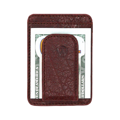 Providing a minimalist style, the Pursuit Front Pocket Elk Money Clip comes in premier full grain leather along with a beautiful bold hand-dyed color, topped with an elk debossed logo. A beautiful piece to have for the basics! Don't miss out! 2 Card Slots Strong Magnetic Closure Ultra Slim Minimalist & Modern Design Magnetic Clip Holds 10+ Bills Dimensions: 4"L x 2.8"H RFID Protection Color: Crimson