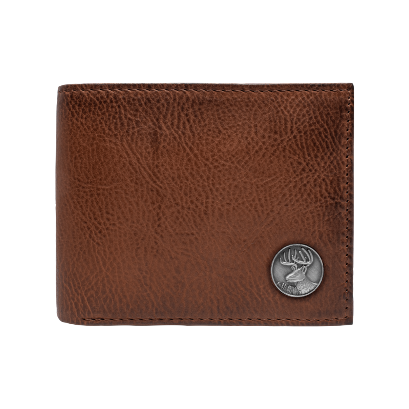 Our Wildlife Bifold Buck Wallet is the perfect piece for any collection, containing a beautiful hand-burnished finish and rich full grain leather, this piece doesn't disappoint. 8 Card Slots 3 Storage Pockets 2 ID Windows Leather Tipped Bill Compartment Weber's Signature Buck Concho Dimensions: 4.5"L x 3.5"H RFID Protection Color: Caramel