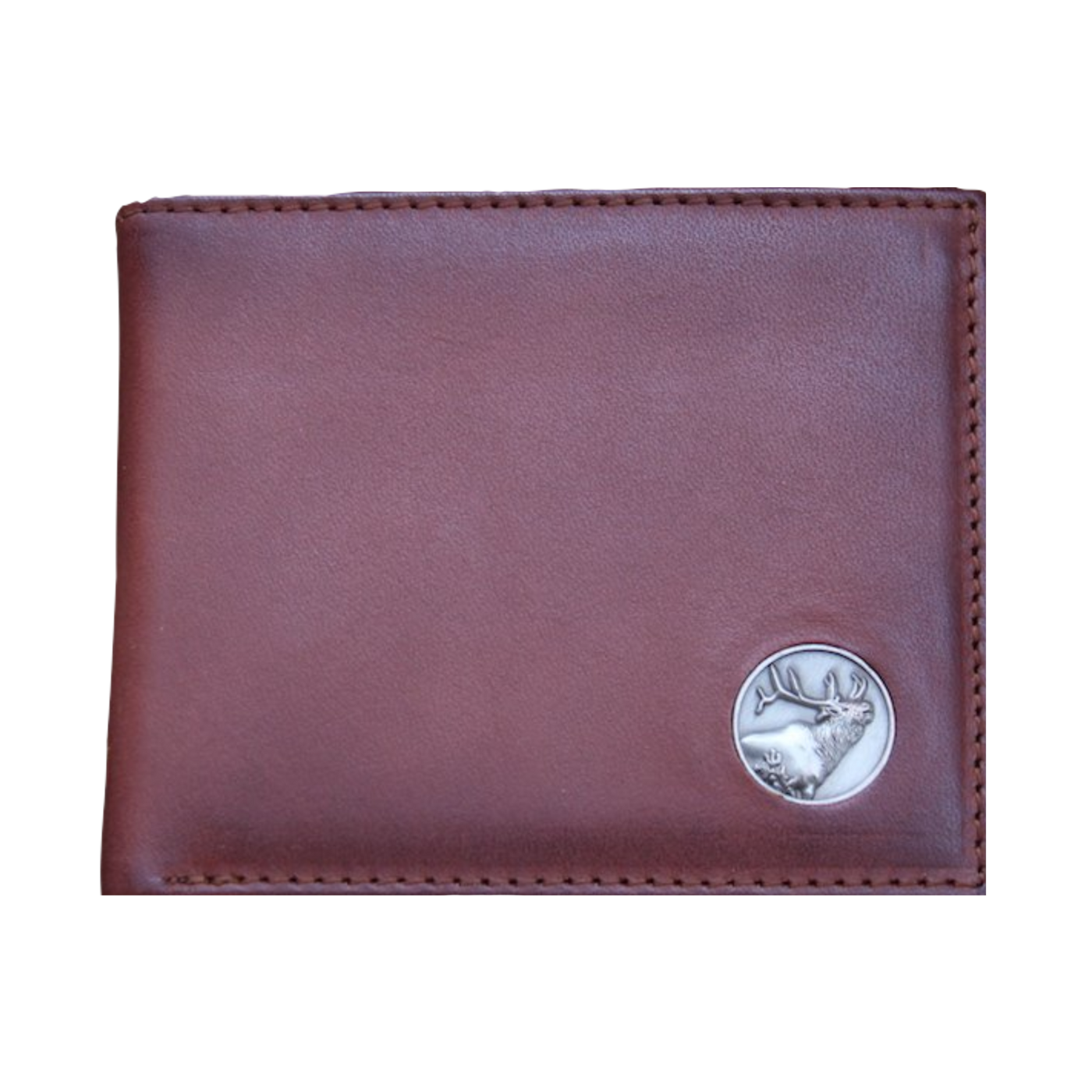 The Wildlife Bifold Elk Wallet is created from hand-burnished, rich full grain leather, providing a beautiful aged patina. The elk concho provides a personalized touch...stylish and unique, this piece is a must-have for any collection! 8 Card Slots 3 Storage Pockets 2 ID Windows Leather Tipped Bill Divider Weber's Signature Elk Concho Dimensions: 4.5"L x 3.5"H RFID Protection Color: Caramel