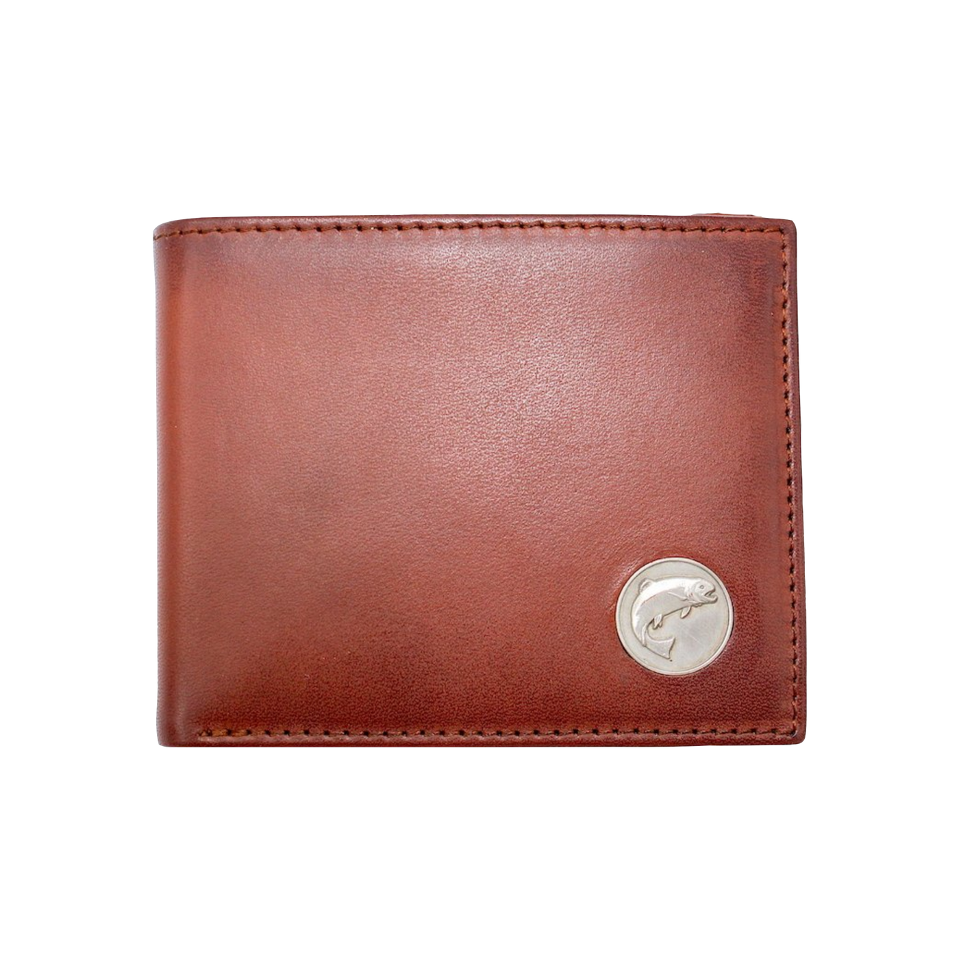 The Wildlife Bifold Trout Wallet, constructed from a beautiful hand-burnished, full grain leather, containing&nbsp;a personalized trout concho, will&nbsp;age with beauty.&nbsp; Look no further for your collection!&nbsp;&nbsp; 8 Card Slots 3 Storage Pockets 2 ID Windows Leather Tipped Bill Divider Weber's Signature Trout Concho Dimensions: 4.5"L x 3.5"H RFID Protection Color: Caramel
