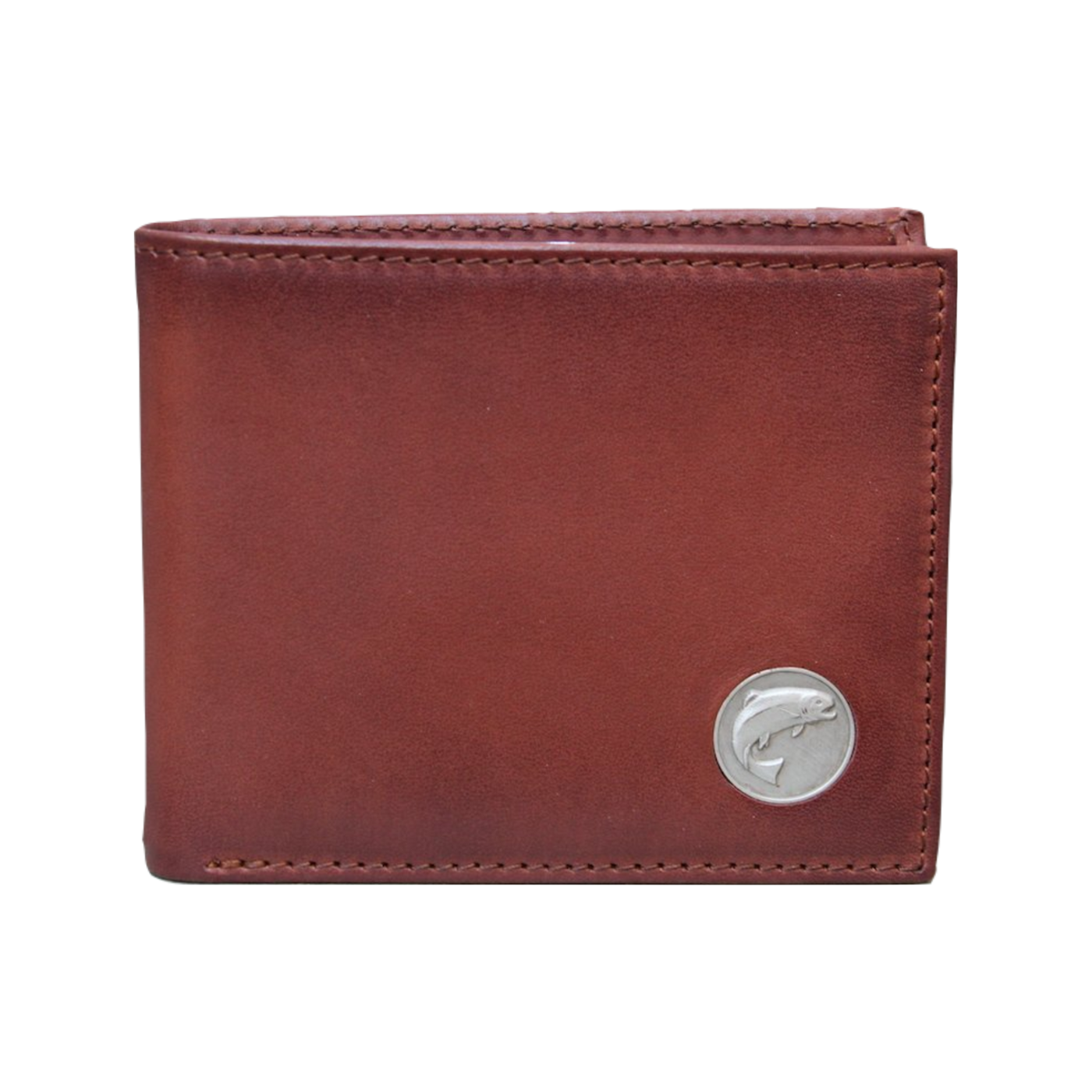 The Wildlife Bifold Trout Wallet, constructed from a beautiful hand-burnished, full grain leather, containing a personalized trout concho, will age with beauty. Look no further for your collection! 8 Card Slots 3 Storage Pockets 2 ID Windows Leather Tipped Bill Divider Weber's Signature Trout Concho Dimensions: 4.5"L x 3.5"H RFID Protection Color: Caramel